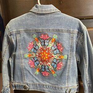 Entro Blue Denim Jacket with Colorful Mandala